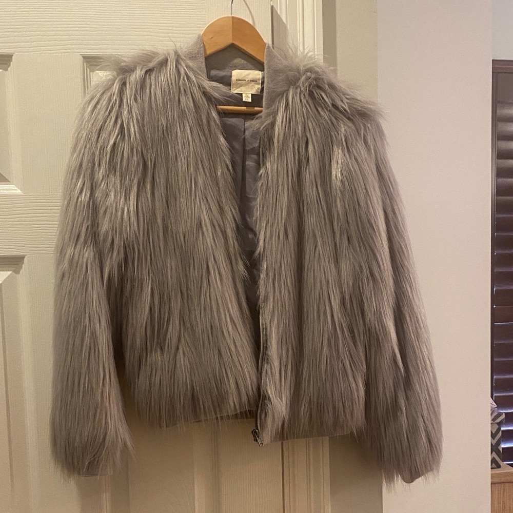 Silence + Noise women’s Faux Fur Jacket in Gray